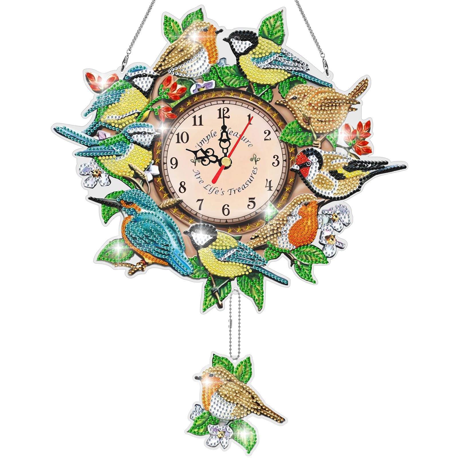 EEEKitHanging Diamond Art Kits for Adults, Diamonds Painting Clock Kits, Hummingbird Crystal Art Suncatcher Wallclock Window Ornament