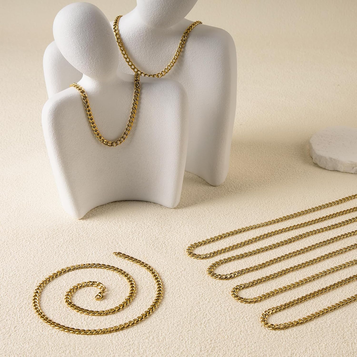 Gold Cuban Necklace Chains Bulk for Men and Women Stainless Steel Chain for Jewelry Making (10pcs,18inch) - Image 4