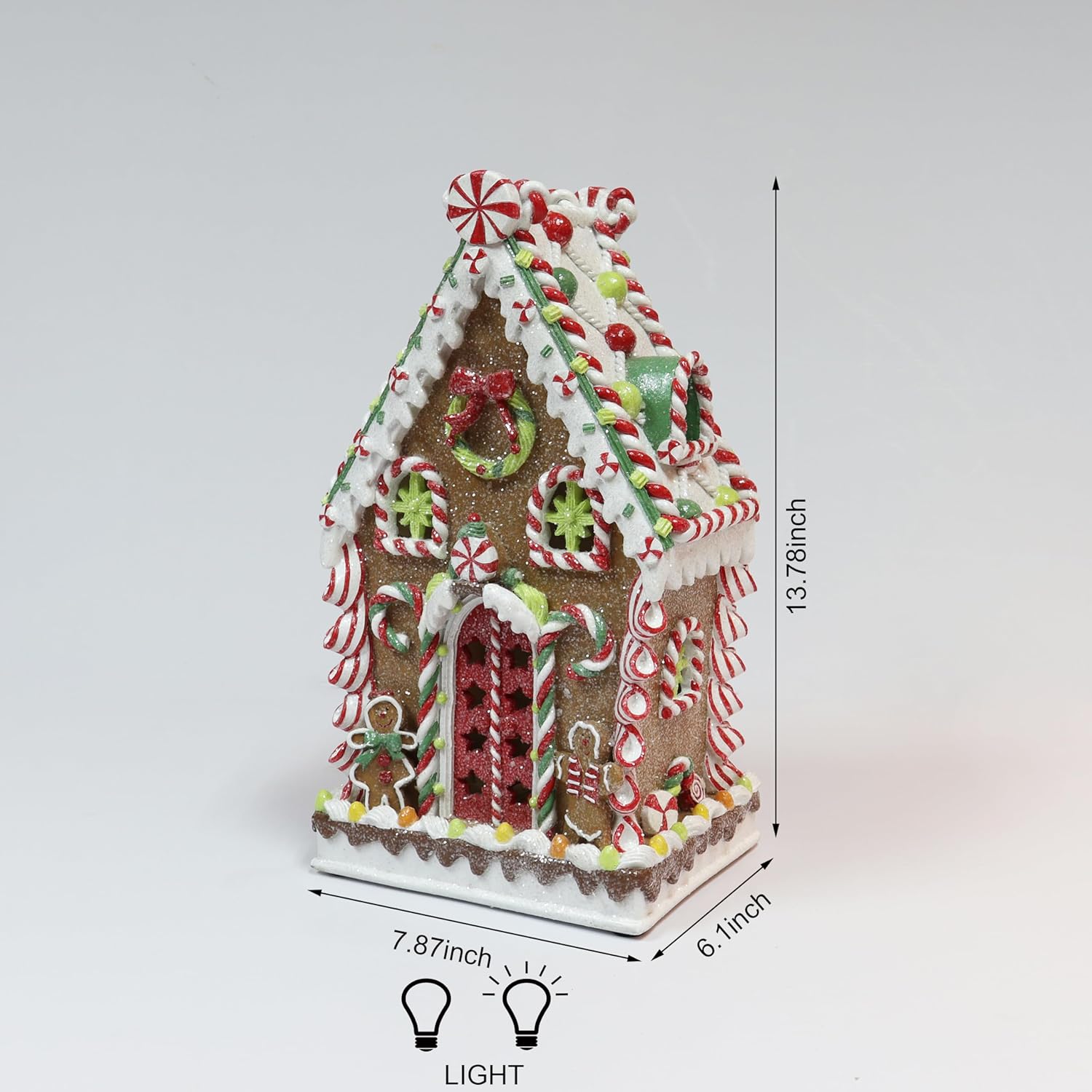 MOMENTS IN TIME Gingerbread Village House 13.78”H Handcrafted Polyresin Christmas Decoration with LED Lights Battery Operated Light Up Holiday Décor (3 AA Batteries Not Included)