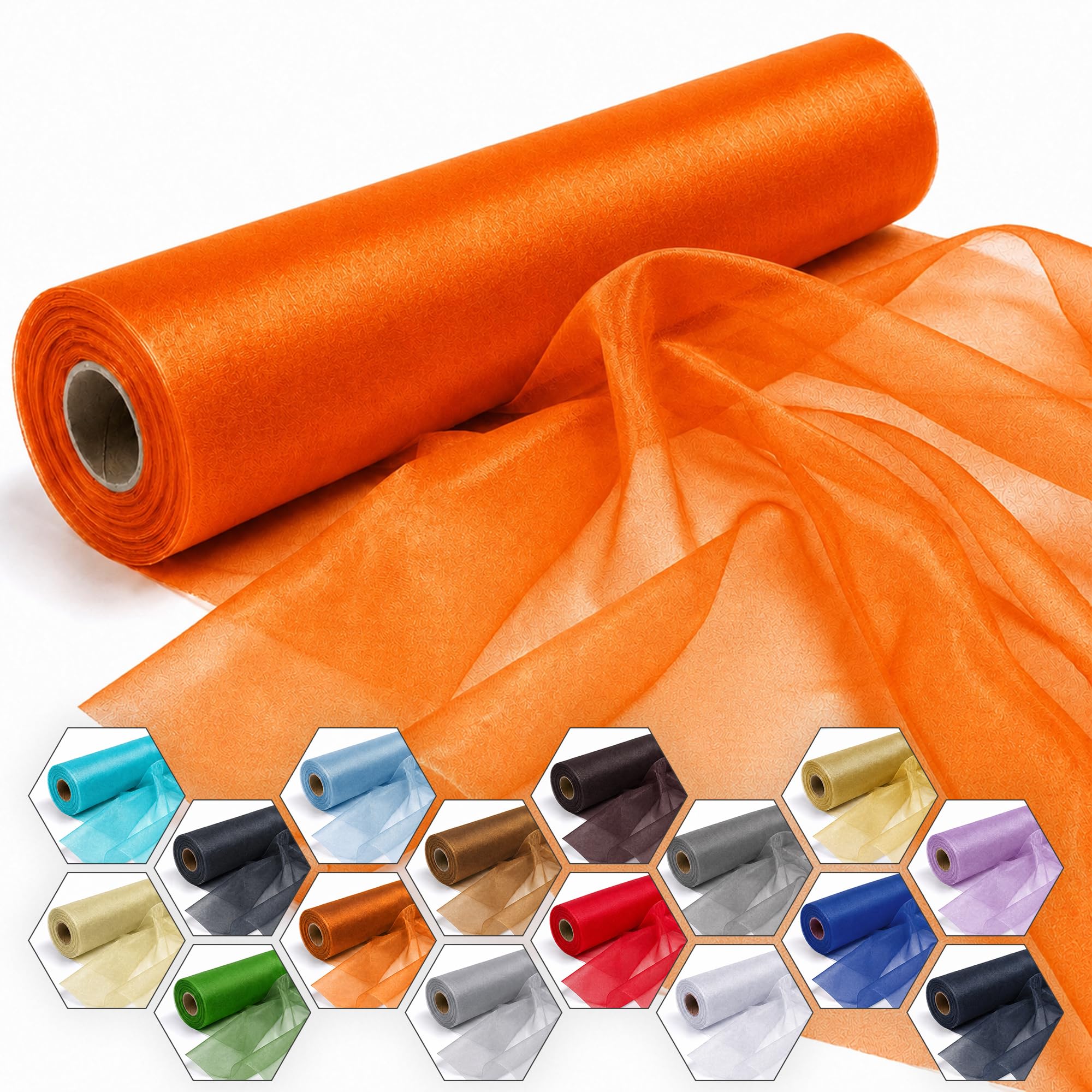 Trimming Shop Burnt Orange Snow Sheer Organza Roll 25m x 29cm Fabric โ image 1