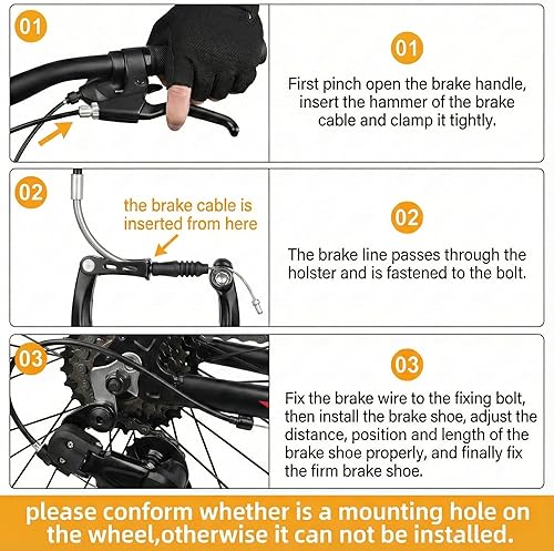 Miniatura 5 de Kit universal de cable de freno de bicicleta - Cable de freno de bicicleta delantero y trasero (3.6 ft y 5.6 ft) con carcasa de 8.2 ft - Juego de