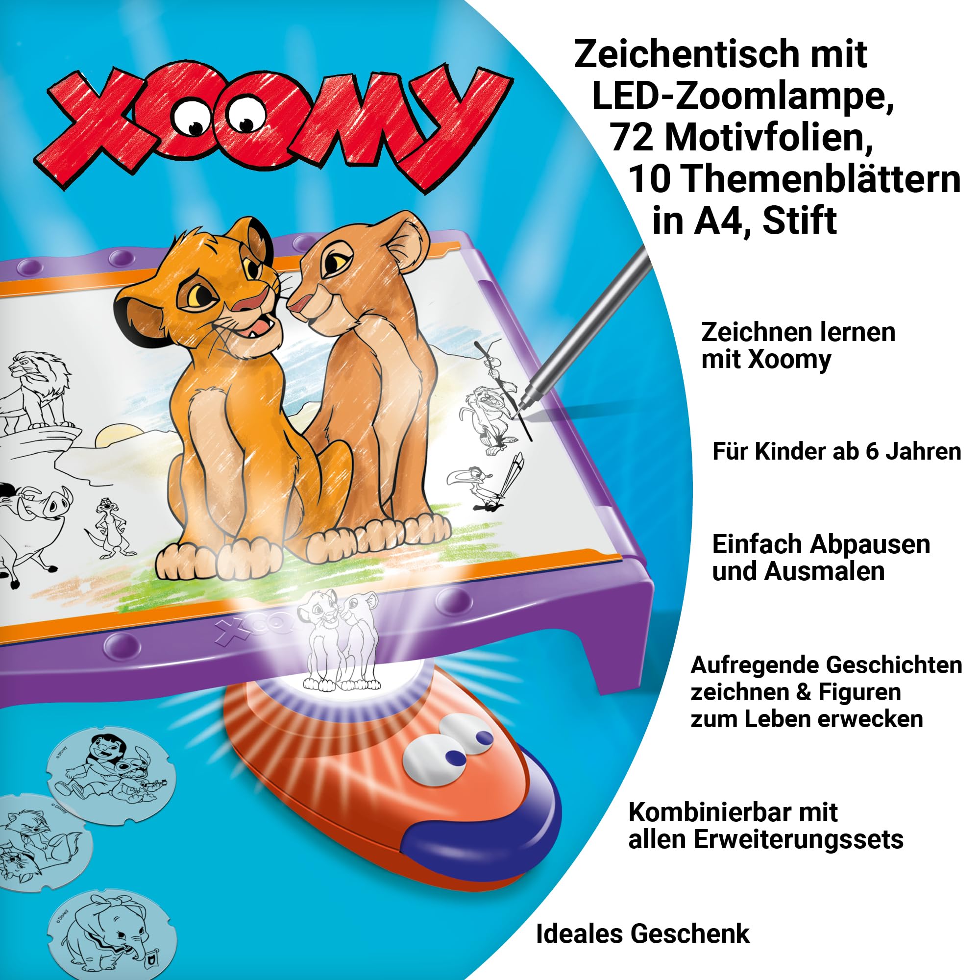 Xoomy Maxi Disney Classics und Prinzessinnen - Zeichnen Lernen, Kreatives Zeichnen und Malen für Kinder ab 6 Jahren, Zeichenset für unendlichen Zeichenspaß