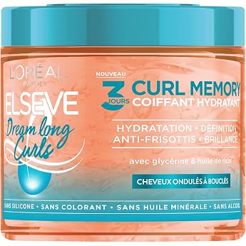 L'Or al Paris Moisturising Styling Gel for 3 Days Curl Memory for Curly Hair - Moisturising Curls - Castor Oil - Silicone Free - Elseve Dream Long Curls - 400 ml