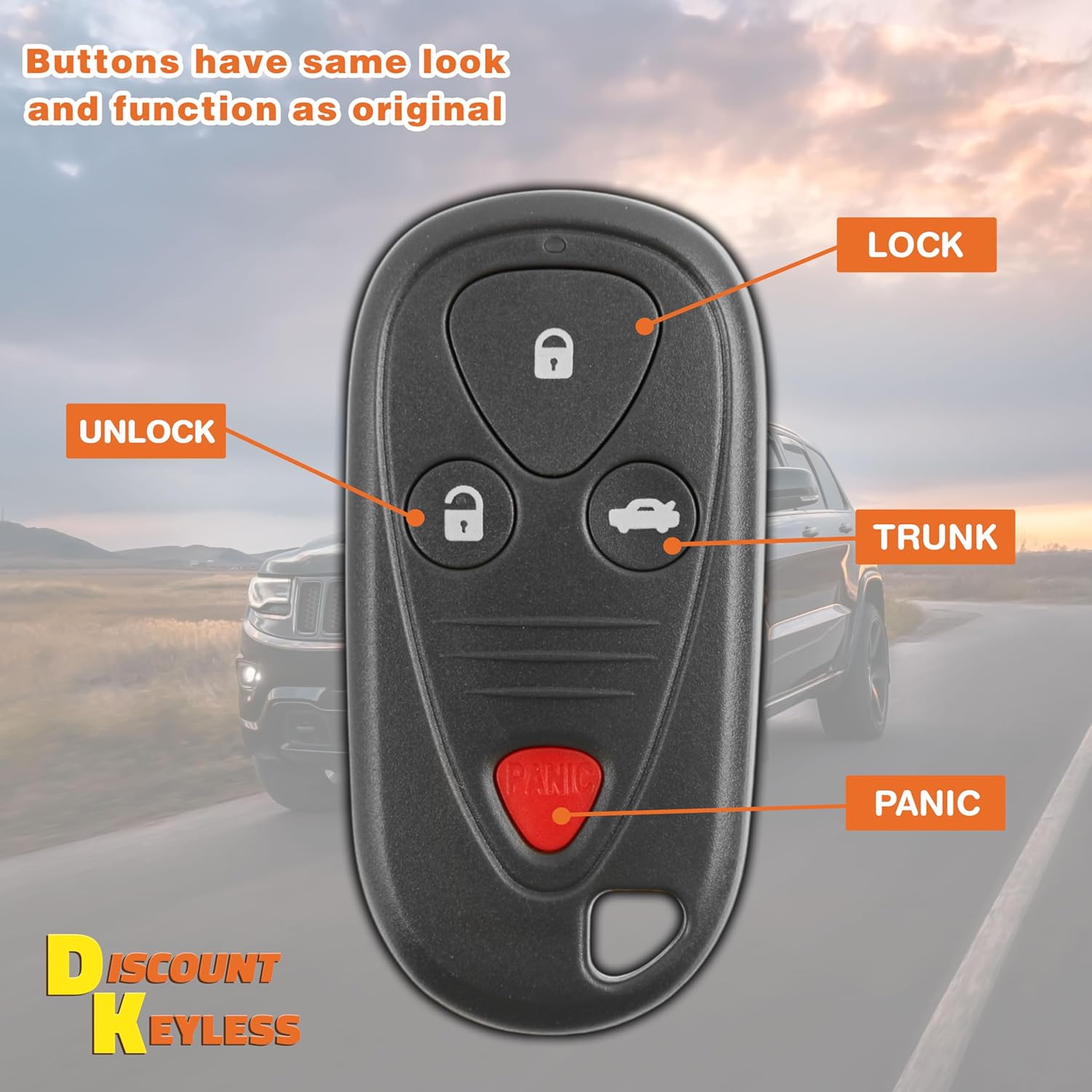 2X Discount Keyless Key Fob Remote for 2004 2005 2006 2007 2008 Acura TL TSX 4-Button Keyless Entry Remote - OUCG8D-387H-A - Program Guide Included