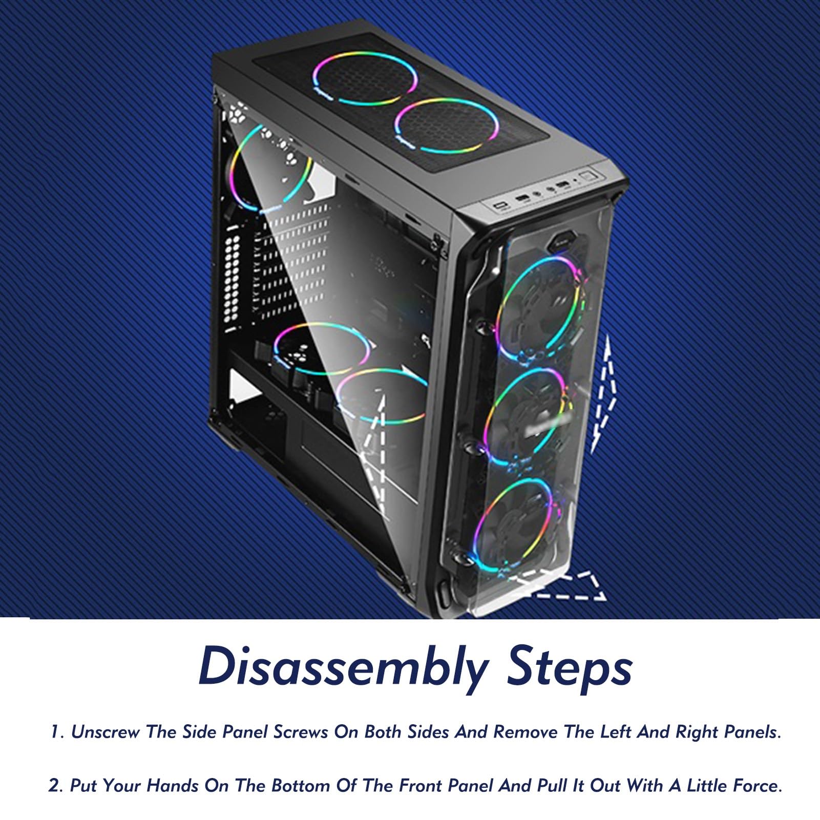 Obudowa do gier komputerowych, Obudowa Mid-Tower ATX/M-ATX/ITX, 8 wentylatorów, Obsługuje chłodzenie wodne, Dwustronny panel akrylowy, Górny panel I/O, USB3.0