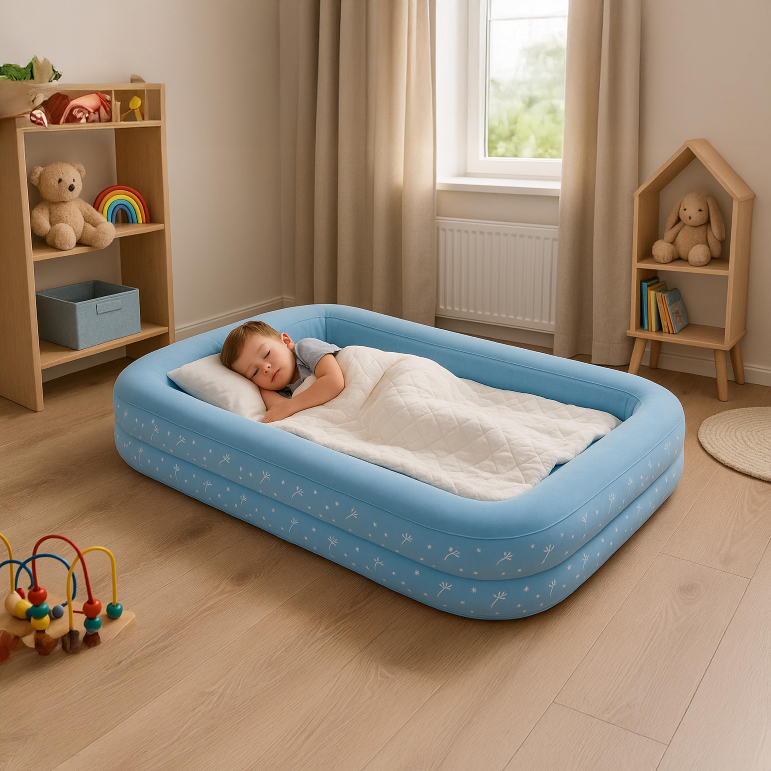 AVENLI Luftmatratze Luftbett Kinderbett mit Pumpe für 1 Kind 172x112x30cm aufblasbare Matratze Gästebett weiche Liegefläche mit beflockter Oberfläche Reise-Bett für Camping & Zuhause