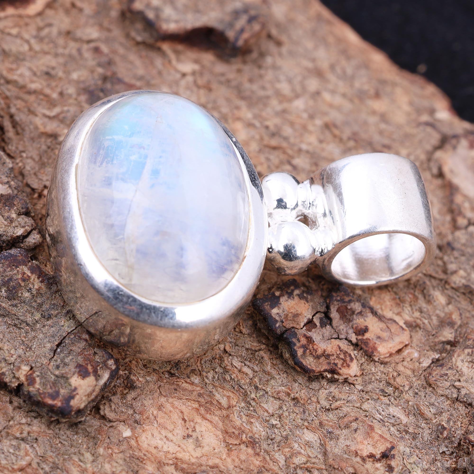 Auffälliger Regenbogen Mondstein Anhänger 925 Sterling Silber Handgefertigter Natürlicher Edelstein Anhänger