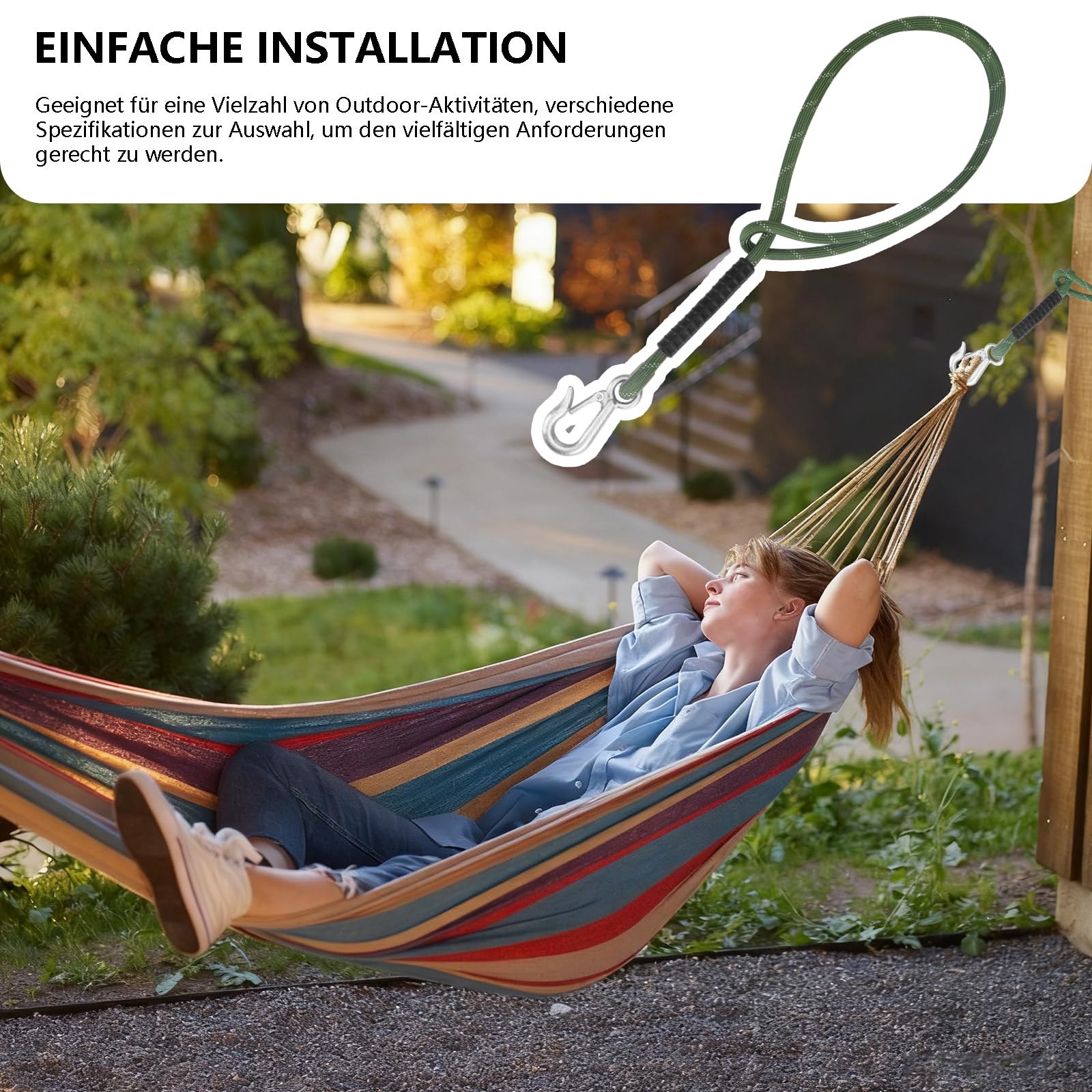 2er Schaukel Befestigung Seil,63.5CM Hängematte Hängesessel Balken Seil Aufhängungs Set,Tragkraft 450kg,mit Haken,HängemattenBefestigung für Indoor Outdoor-Spielplatzschaukeln Hängematten, Grün