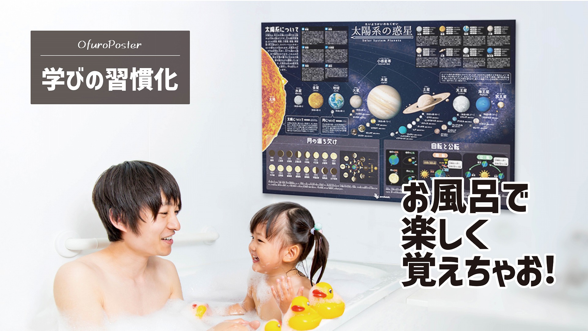 Amazon.co.jp: お風呂ポスター 太陽系 惑星 一覧 1枚 A2 防水 学習