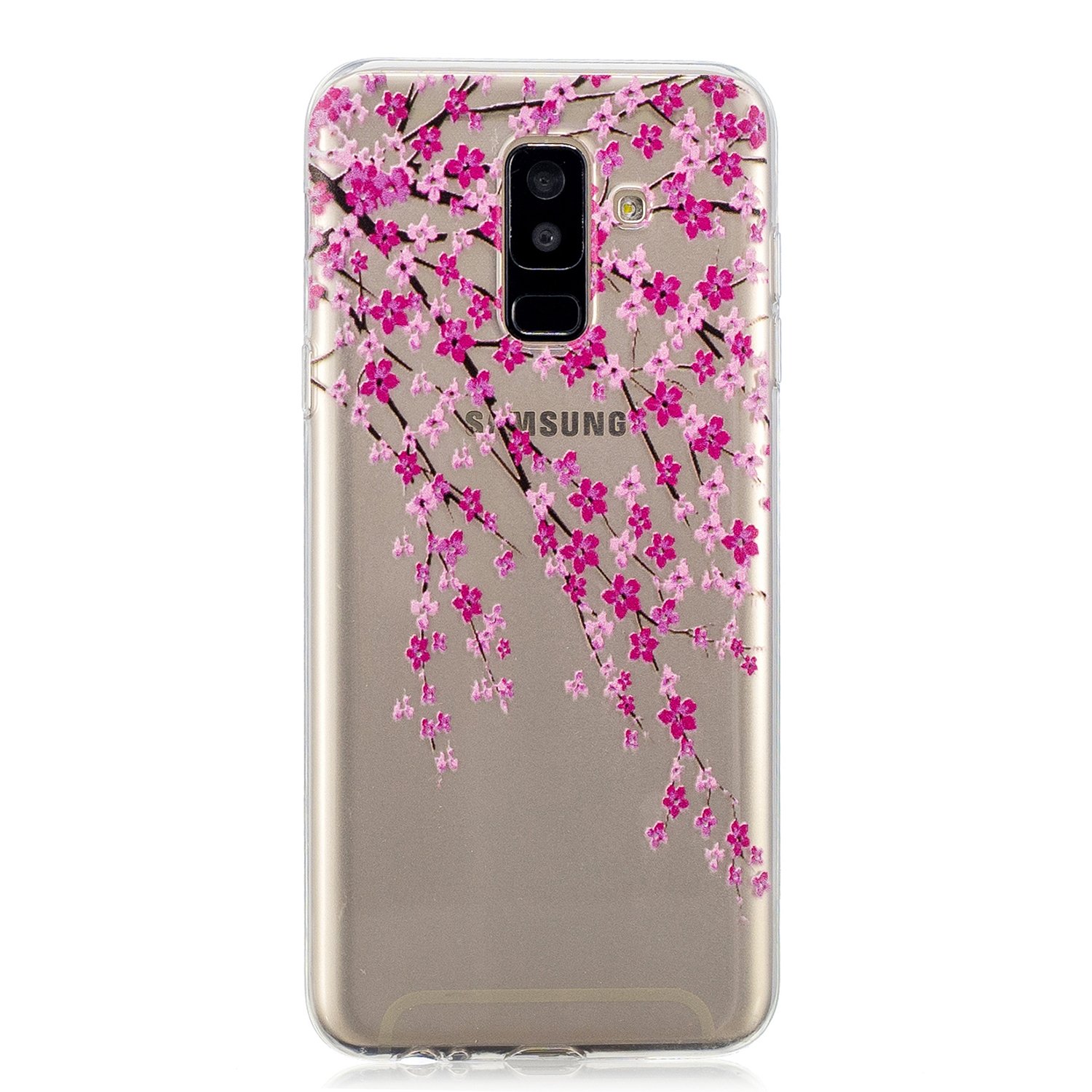 Galaxy A6 Plus 2018 Case,3Cworld Ultra Thin Clear Art Pattern Crystal Gel TPU Rubber Flexible Slim Skin Soft Case for Samsung Galaxy A6 Plus (2018) (Branches Flowers - Pink)