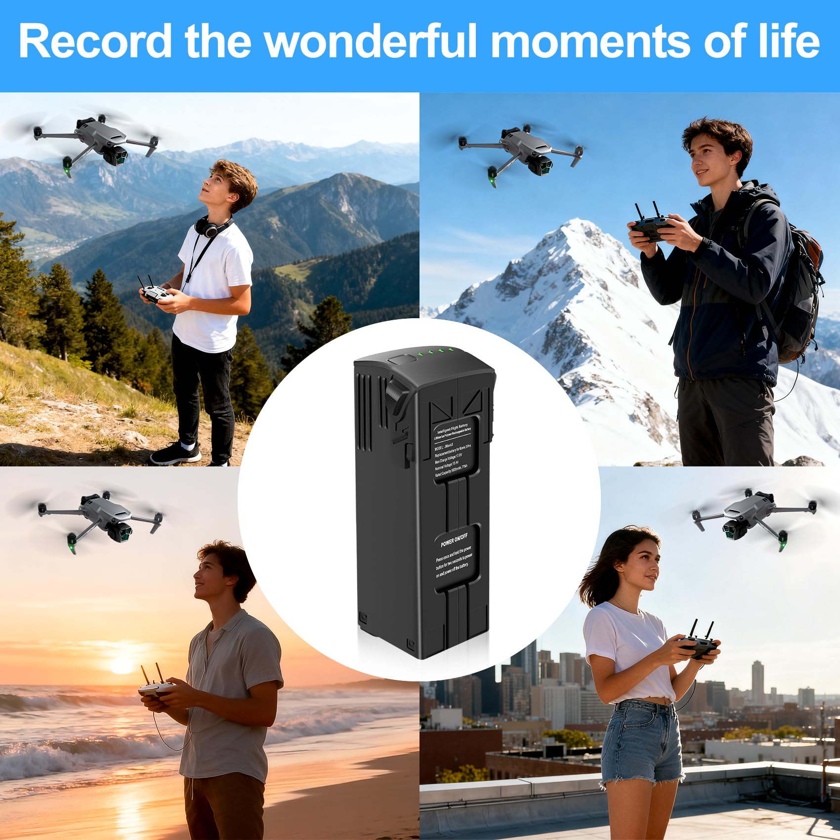 Intelligent Flight Mavic 3 - Batteria ricaricabile da 5000 mAh, tempo di volo massimo 46 minuti, compatibile con drone Mavic serie 3, confezione da 2