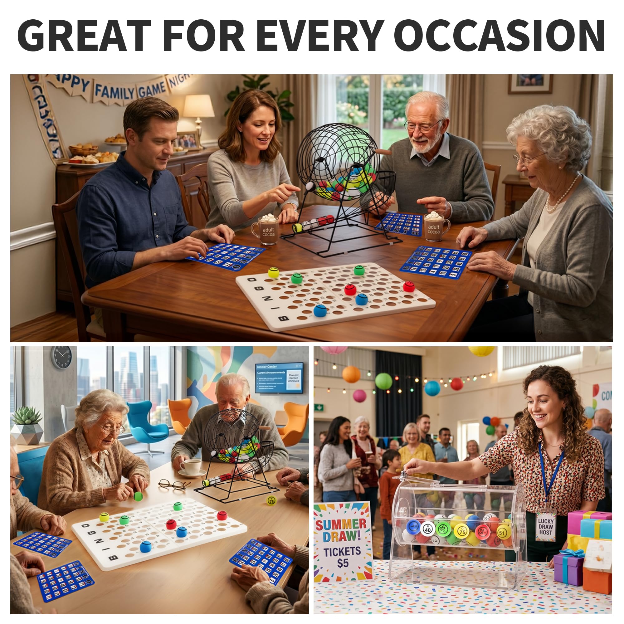 GSE - Bolas de bingo multicolor de 4 cm, bolas de bingo con números únicos