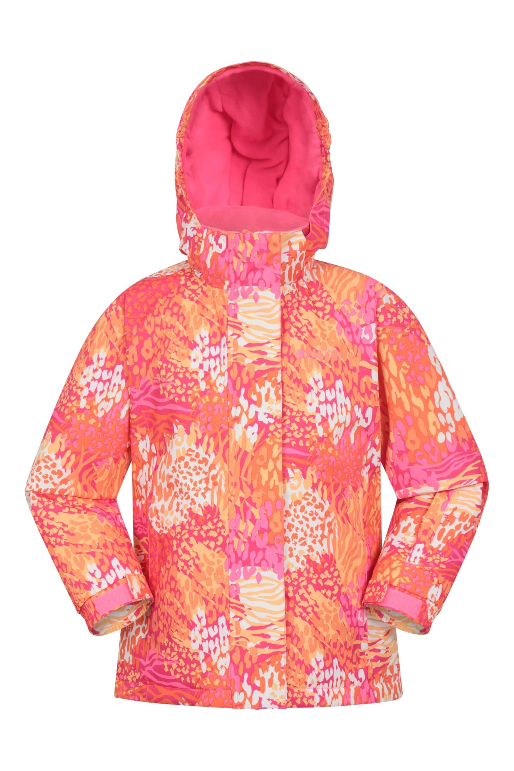 Mountain Warehouse Bright Orange Snowdrop Printed Kids Ski Jacket - Waterproof, Integrated Snowskirt, Detachable Hood, Adjustable Cuffs -Best For Snowboarding, Winter Sports Kids Size 11-12 Years