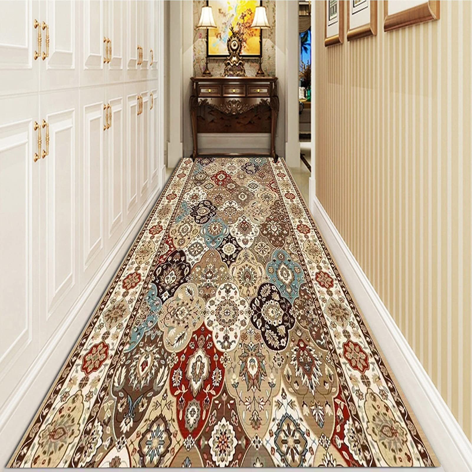 Retro corridori tappeti Lunghi con Supporto Antiscivolo, Ingresso Salotto Runner Tappeto Lavabile 1 m / 1,5m / 2m / 2,5m / 3m / 3,5m / 4m / 4,5m / 5m / 5,5 m / 6m tappetini da Terra