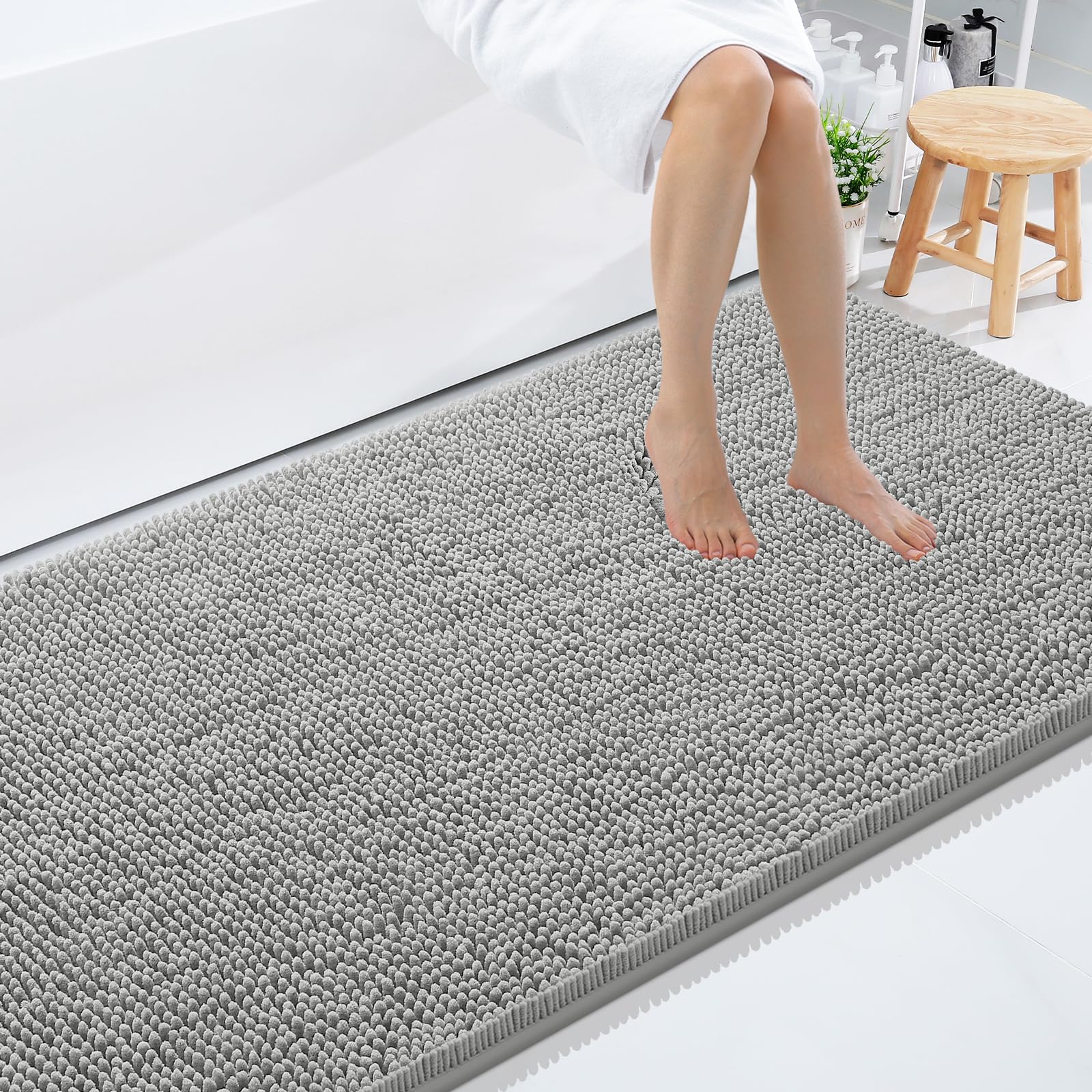 Smiry Bathroom Rugs 59X35, Luxury Chenille Extra Soft Absorbent Bath Mat