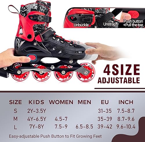 Miniatura 2 de Inline Skates for Kids and Adult, Adjustable Fun Illuminating Skates for Girls, Boys, Women and Men Outdoor and Indoor, Beginners