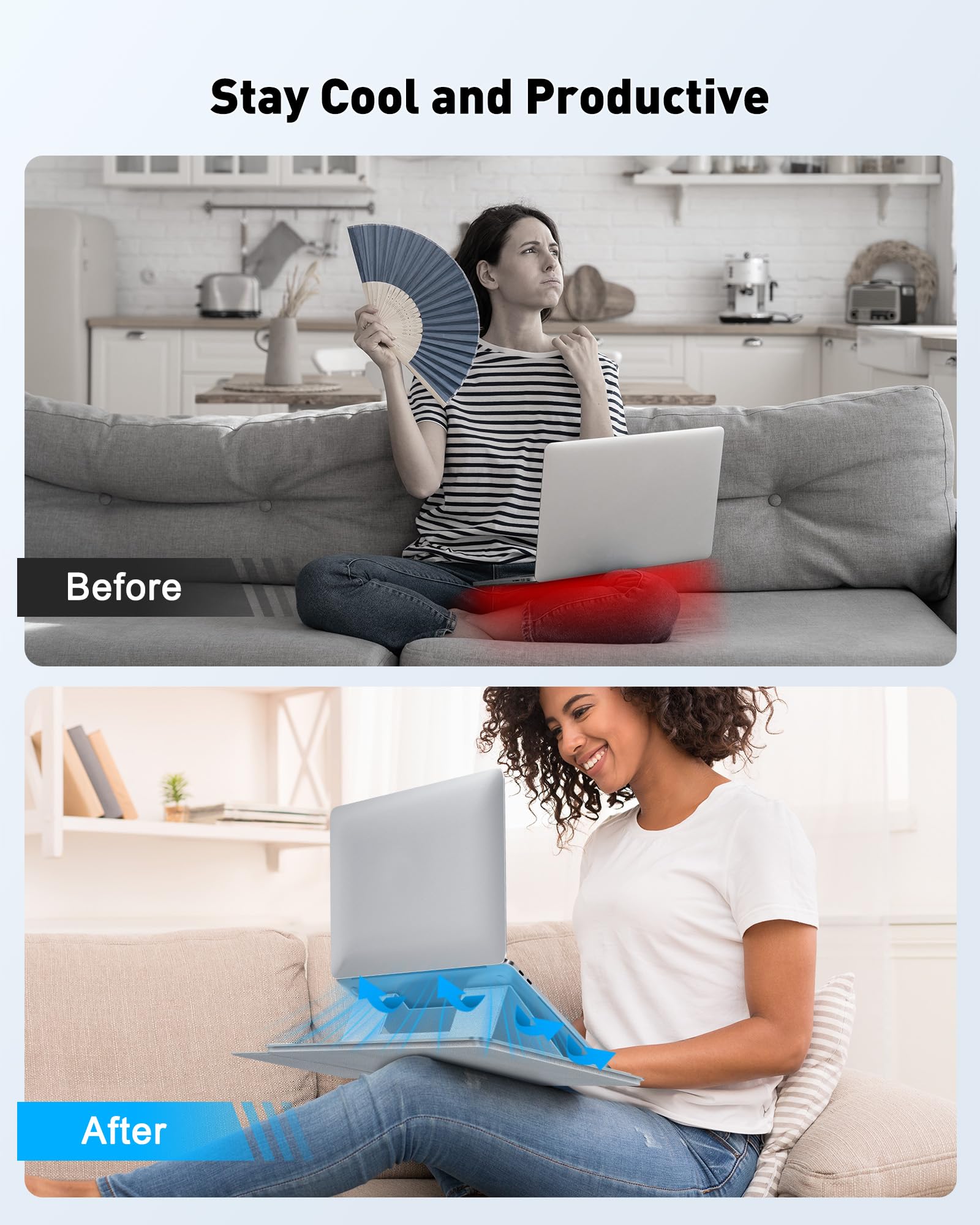 AboveTEK Table de bureau pour ordinateur portable ergonomique avec surface antidérapante et protection contre la chaleur - Tapis de souris rétractable pour lit, canapé