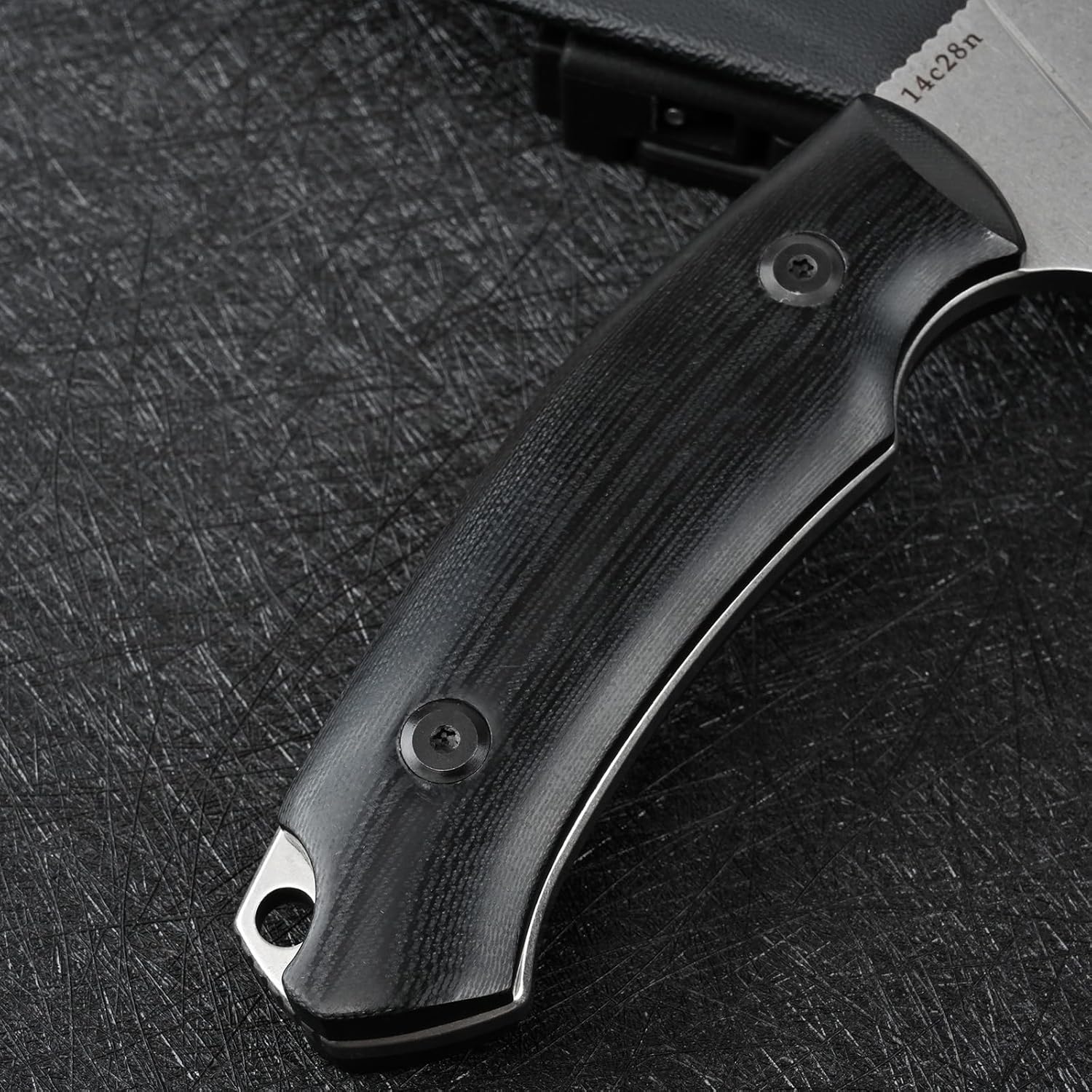 Knives 14C28N Steel Tactical Fixed Blade Knife with kydex sheath G10 Handle for Men EDC Outdoor Camping Survival Hunting (White stone wash+black G10 handle)