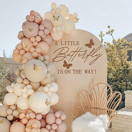 Calcomanía con texto en inglés A Little Butterfly is On The Way  Decoración de fiesta temática de mariposa, calcomanía de palabras en inglés de