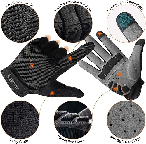 Miniatura 3 de Guantes de ciclismo de montaña, guantes de ciclismo de dedo completo para pantalla táctil, para hombres y mujeres, para correr al aire libre,