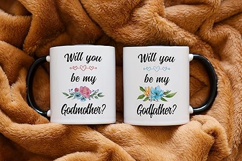 Miniatura 2 de Casitika Serás mi regalo de propuesta de padrinos Juego de tazas de café con propuesta de Dios Padres. Taza de 11 onzas para pedir a amigos o tíatío