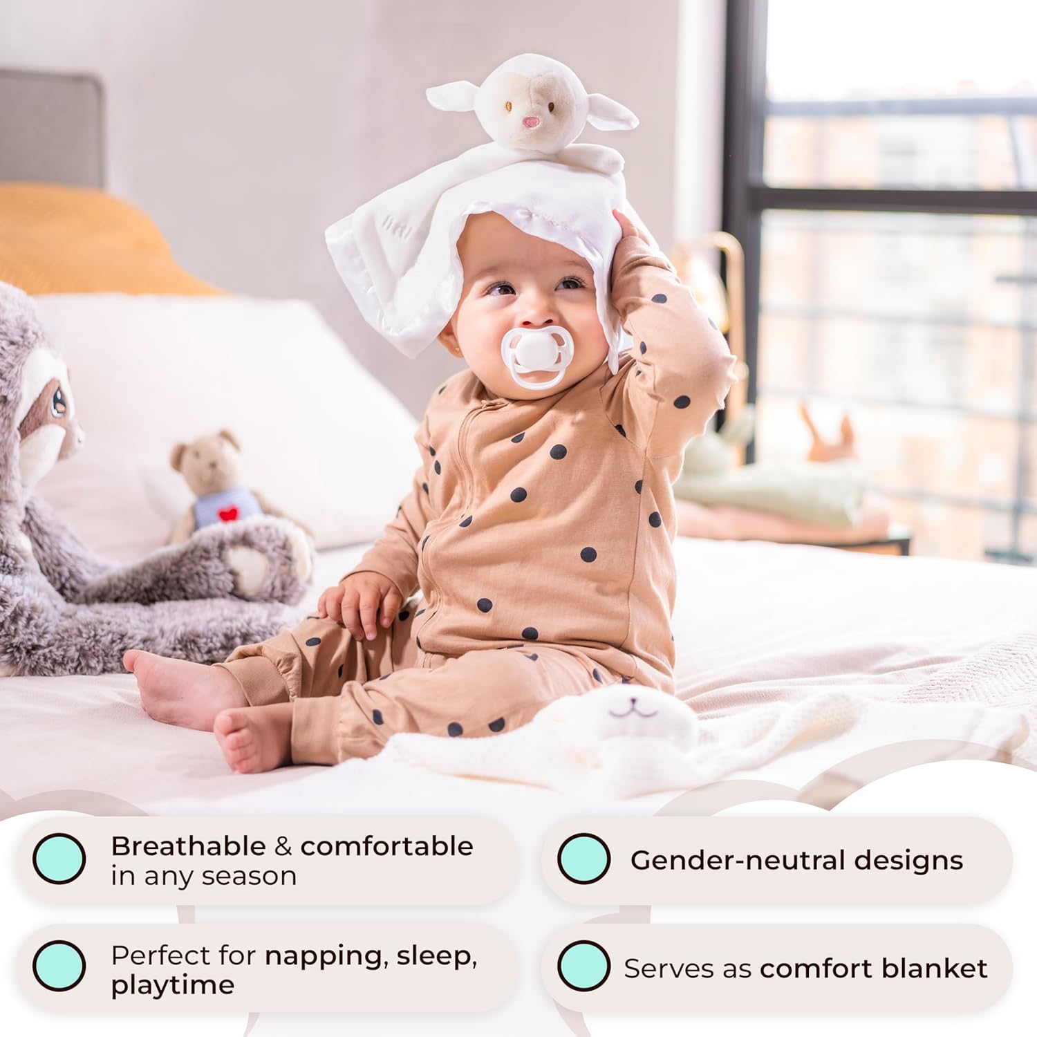 Lamb Lovey, Baptism Gifts for Girl & Boys - Loveys for Babies, Soft Embroidered Baby Blanket with Cross, Baptism Blanket for Newborns & Toddlers, Organic Cotton,14 inch - Image 3