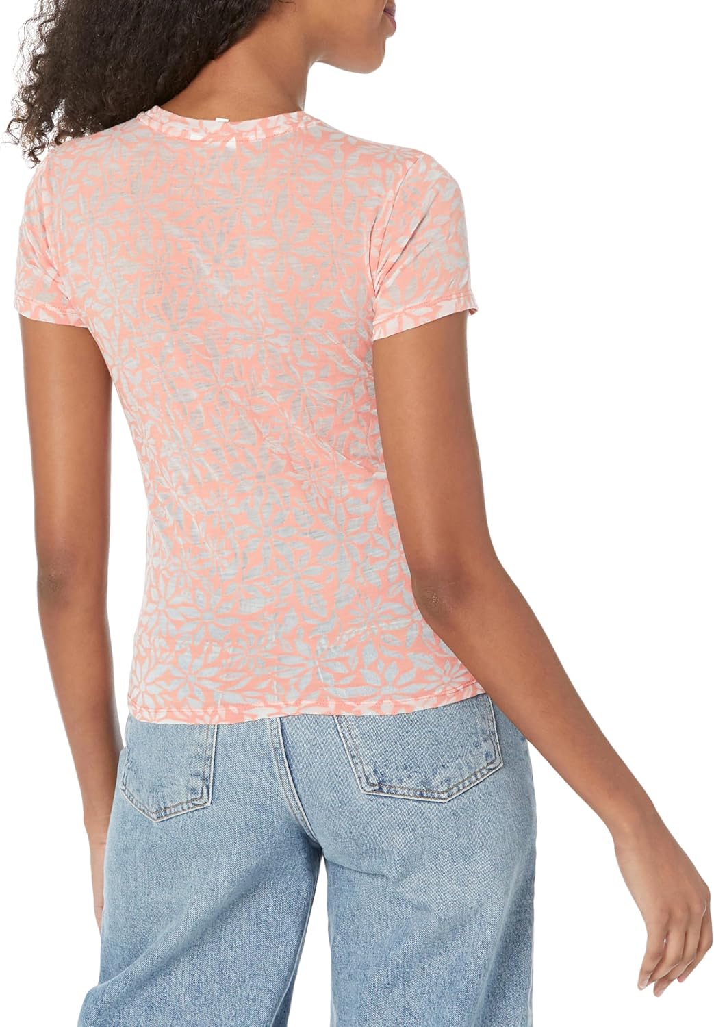 Splendid Women's Floral Burnout Short Sleeve Crew Tee, Rouge, X-Small - Image 2