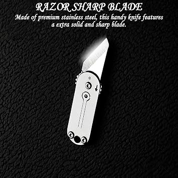 2Pcs Titanium Finish Folding Multi-Tool, Portable EDC Utility Cutter with Keychain for Box Opening, Outdoor, DIY, Camping & Everyday Carry