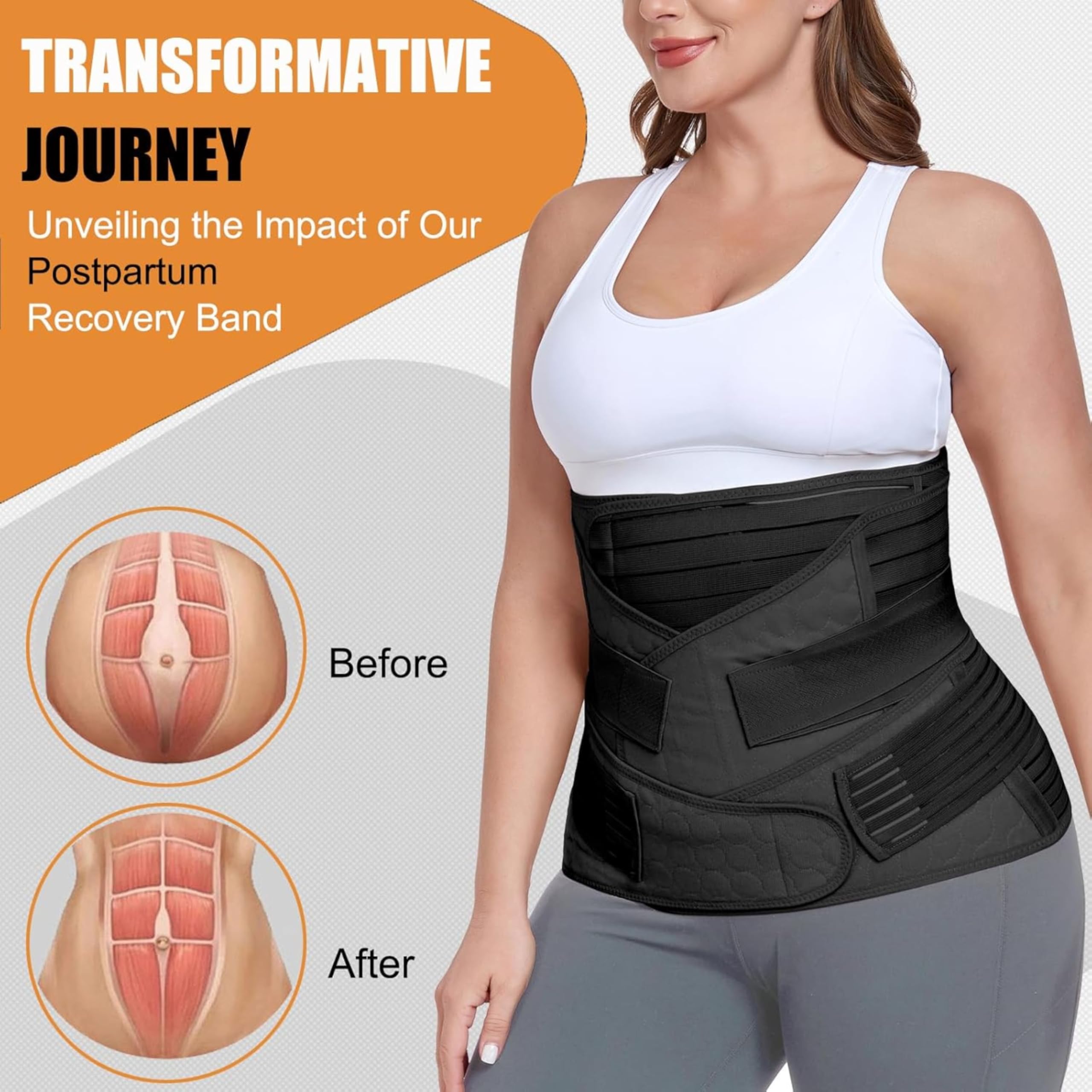 3-in-1 Post Pregnancy Abdominal Belt for Women – C-Section Abdomen Belt & Belly Wrap for After Delivery Recovery – Adjustable Postpartum Belt, Maternity Belt for Waist, Pelvis & Tummy Support (Free Size) (BLACK) - Image 6 thumbnail