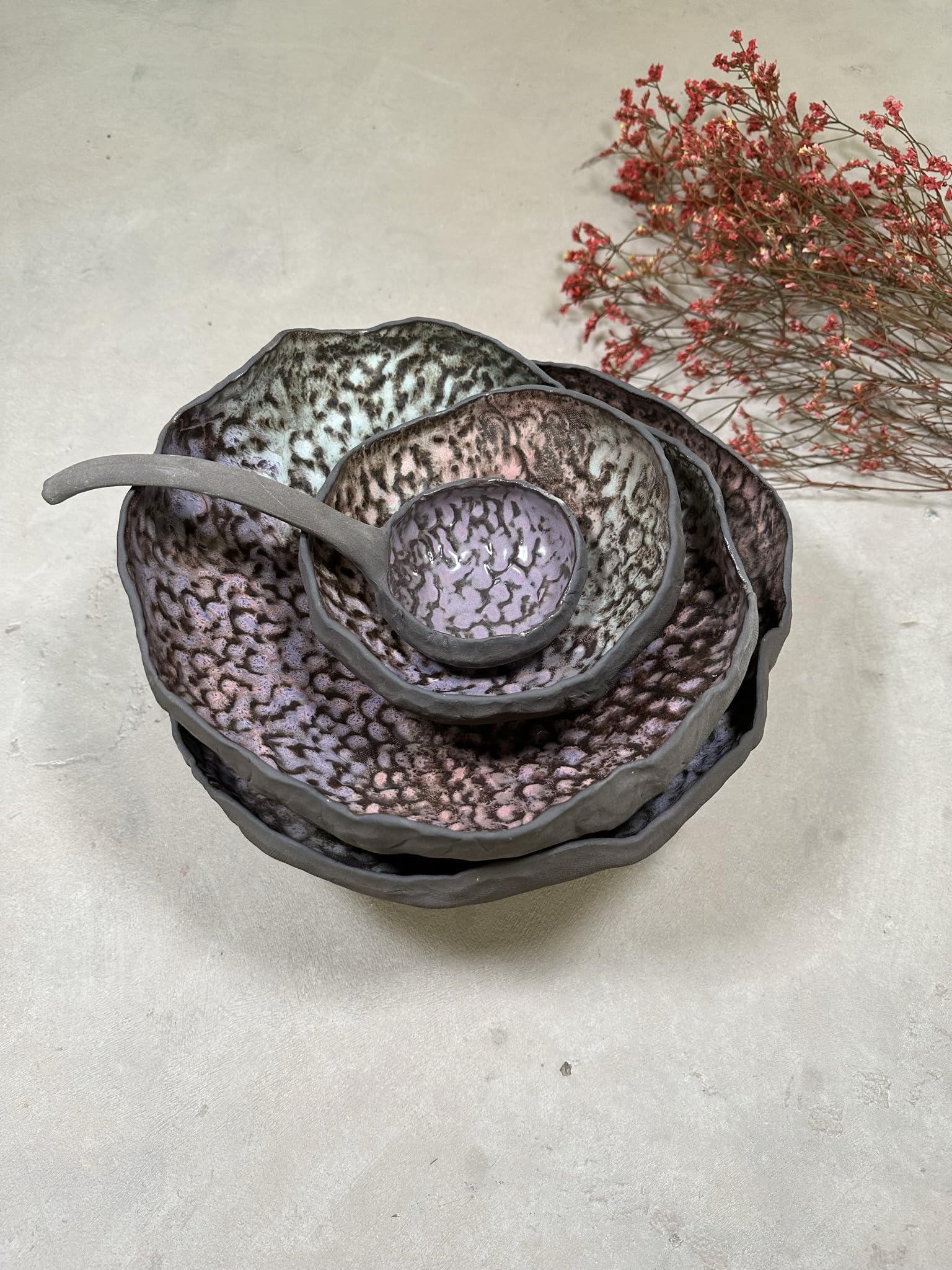 GAIA Spice Pottery Tableware Collection Mix Bowl, Large, 28 cm Width x 14 cm Height, Multicolour