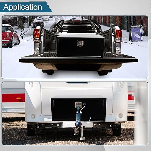 Miniatura 55 de Caja de acero para camión, 30 x 18 x 18 pulgadas, caja de acero resistente para remolque, caja de herramientas para camión, organizador