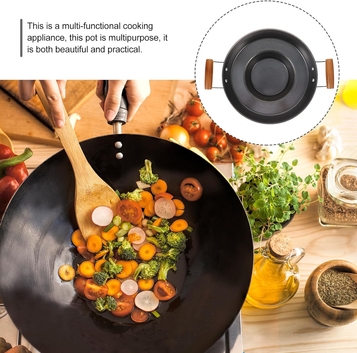 VICASKY Non-stick Concave Frying Pan Thickened Cooking Skillet for People Even Heating Anti-scald Handle Versatile for Pancakes Steaks Fried Potatoes Home and Outdoor Use