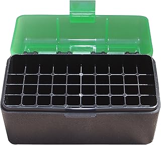 MTM 50 Round Flip-Top Rifle Ammo Box .22-250 to 7.62 X 39, Clear Green
