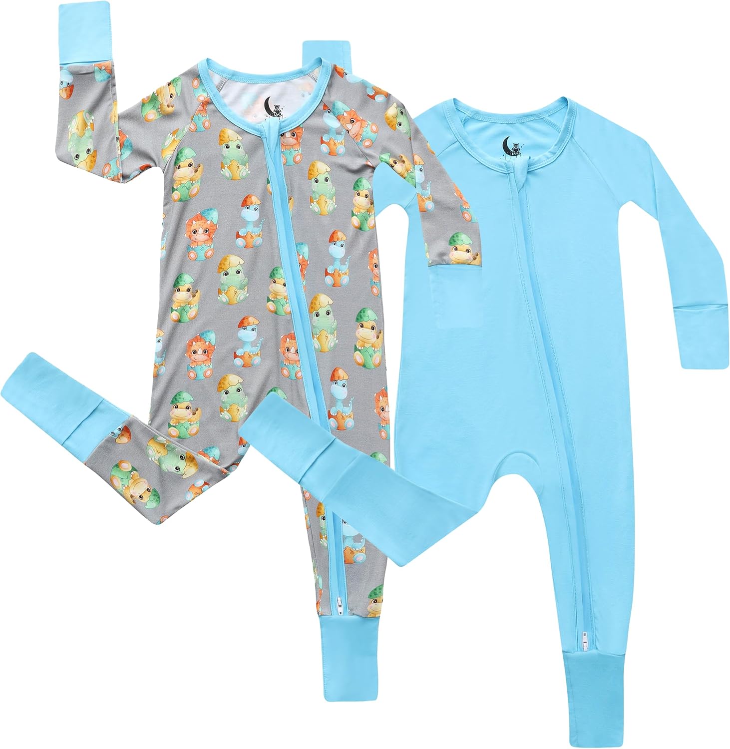 Bamboo Viscose Baby Pajamas 2 Way Zip for Diaper Change 0 to 24 Month Soft Stretchy Sleeper 2 Pack
