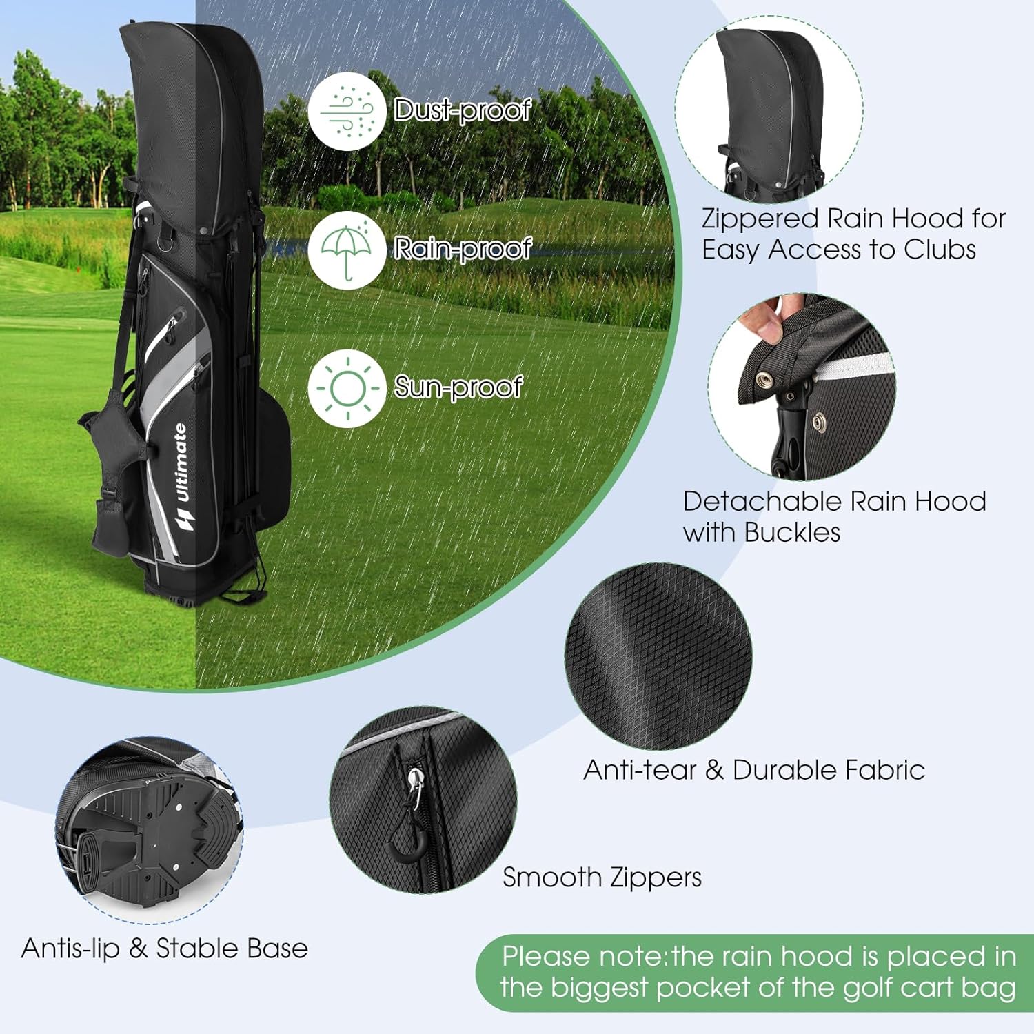KOTEK Golf Stand Bag, 14 Way Top Divider Golf Club Bag with Cooler, 6 Zippered Pockets, Rain Hood, Adjustable Dual Shoulder Straps & Umbrella Holder, Lightweight Golf Bag for Men Women