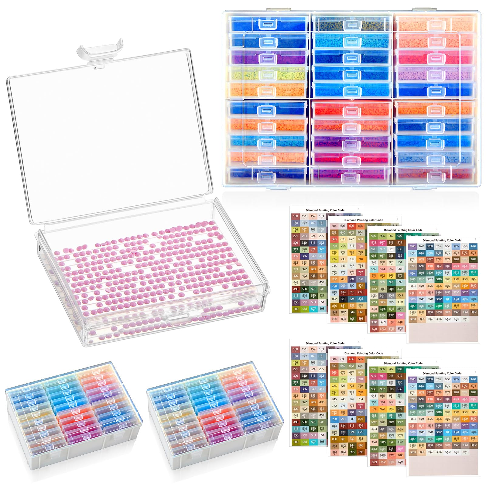 60 Pcs Diamond Painting Storage Containers Trays 2-in-1 Diamond Art Storage and Trays Stackable Crafts Organizers for DIY Painting Art Craft Jewelry Bead Accessories