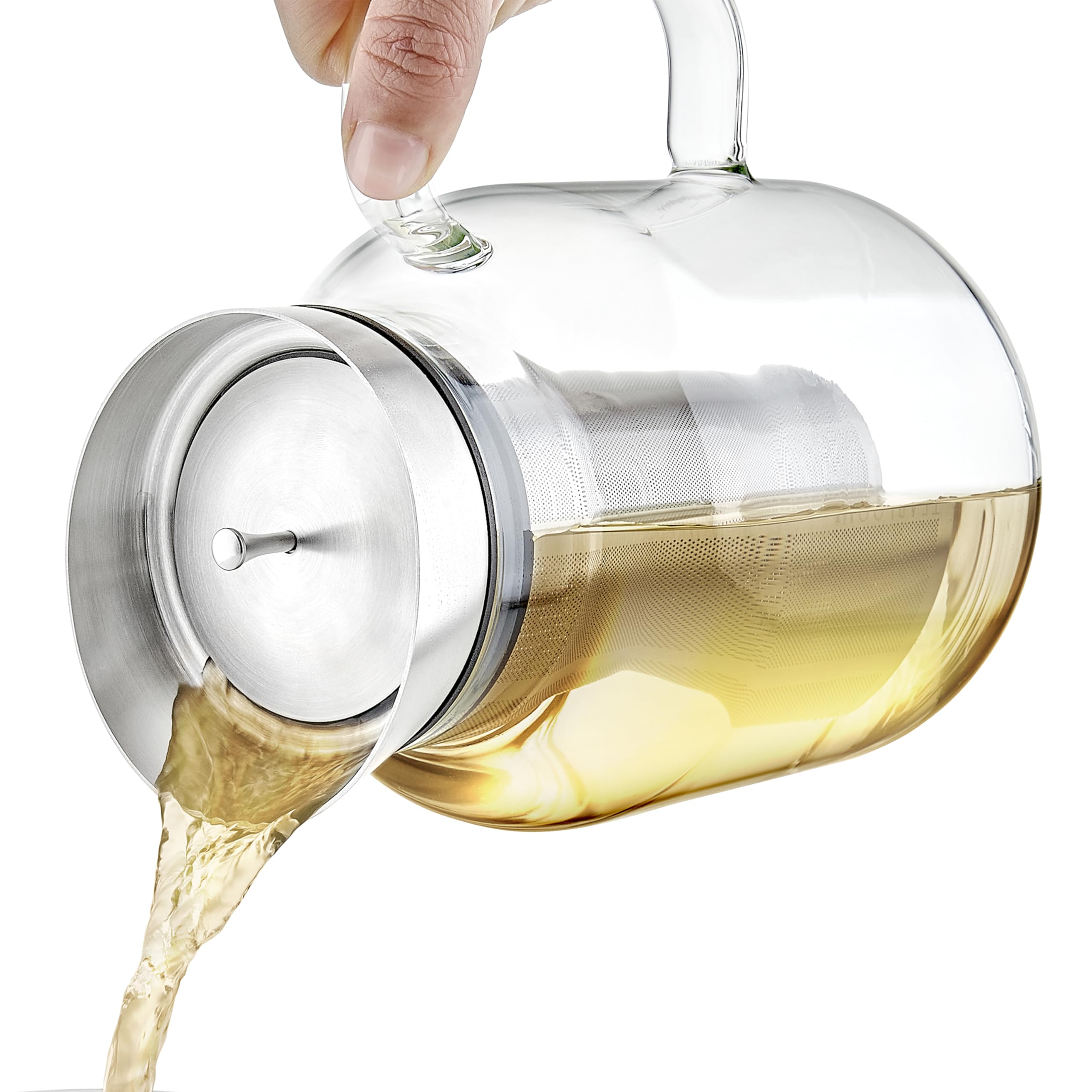 Teabloom Multi-Brew Glass Teapot + Kettle + Pitcher (51 OZ / 1.5 L) – Brew and Serve Hot Tea, Iced Tea, Cold Brew Tea and Fruit Infused Water – Legacy Tea Maker