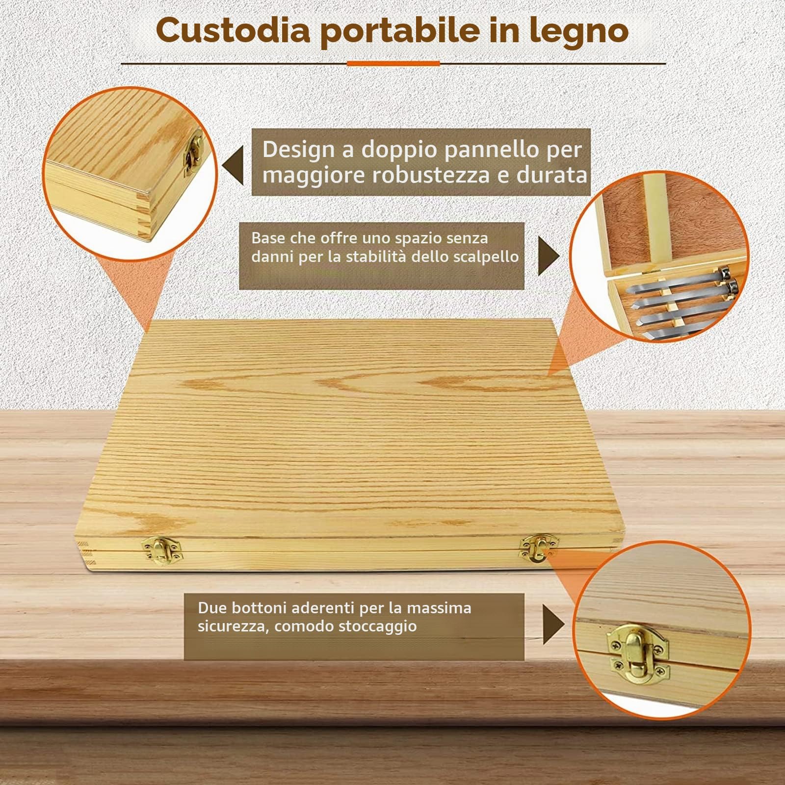 Set Di Scalpelli per Tornio per Legno da 8 Pezzi, Accessori per Tornitura Del Legno Utensili per Tornitura Del Legno, Manici in Legno Duro, Sgorbia in Acciaio Al Manganese