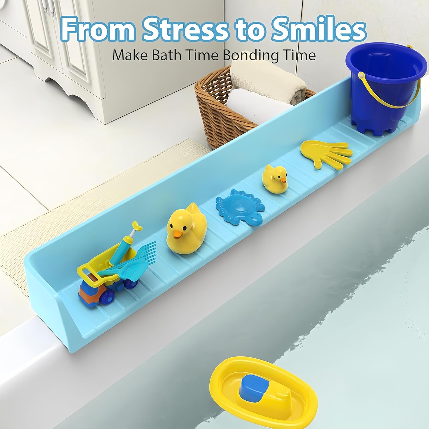 Bathtub Splash Guard,Silicone Splash Guard Play Shelf Bathtub Topper for Kids with Strong Suction Cups,Toy Holder,Toddler Bathroom Essentials