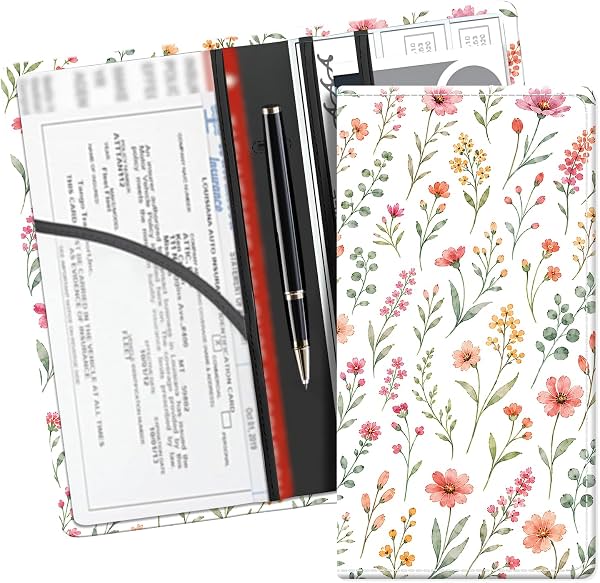 Patrocinado Patrocinado Estás viendo este anuncio según la relevancia del producto a tu búsqueda. Deja comentarios sobre el anuncio Porta tarjeta de registro y seguro de auto de cuero, accesorios lindos para auto, organizador de guantera para documentos, tarjetas, licencia, flores silvestres coloridas