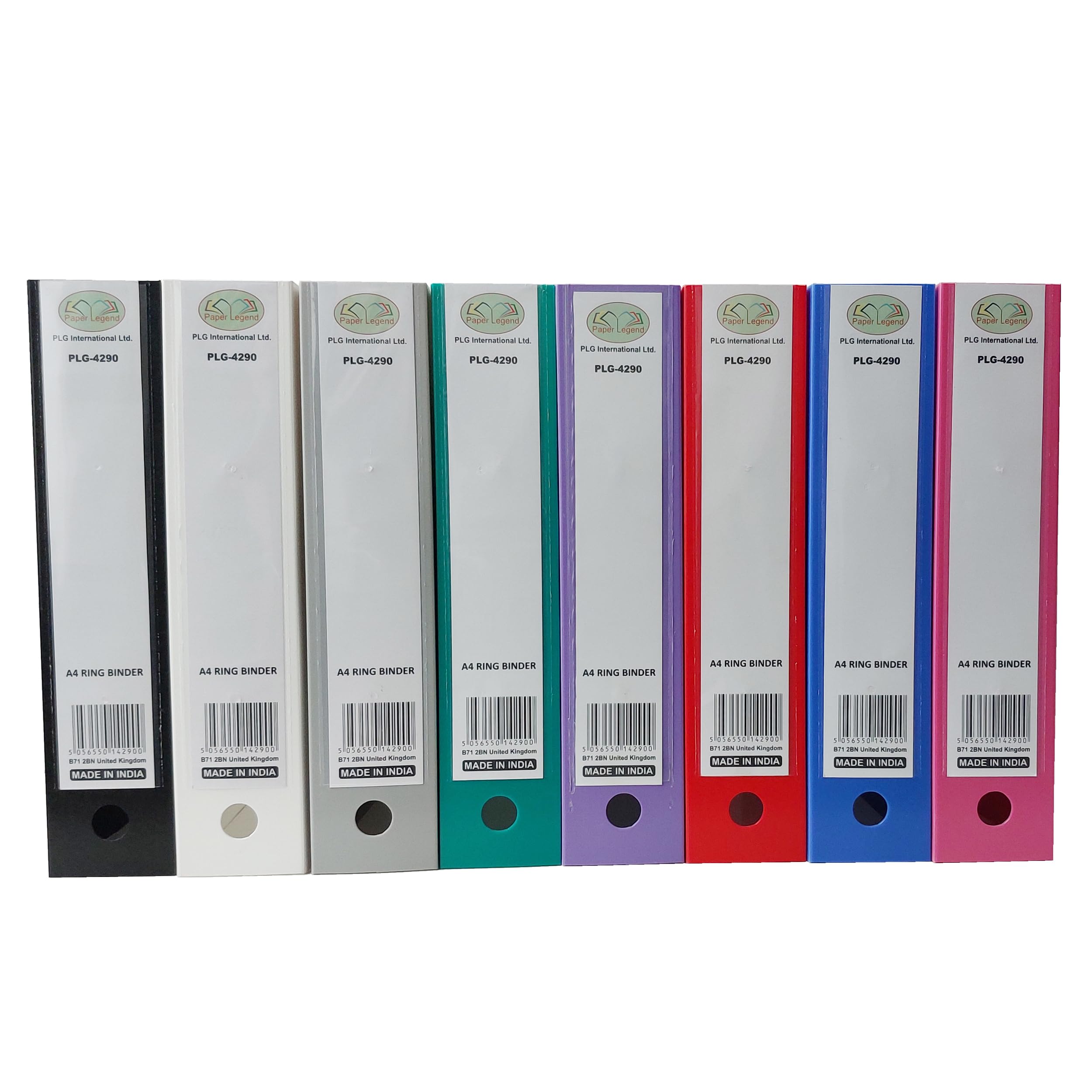(Pack of 4) A4 Ring Binder File Folder Large Capacity Holds Up to 500 Sheets 65mm Spine with Finger Pull 2 O-Ring Premium Binder File for Business Document Organisation (Random)