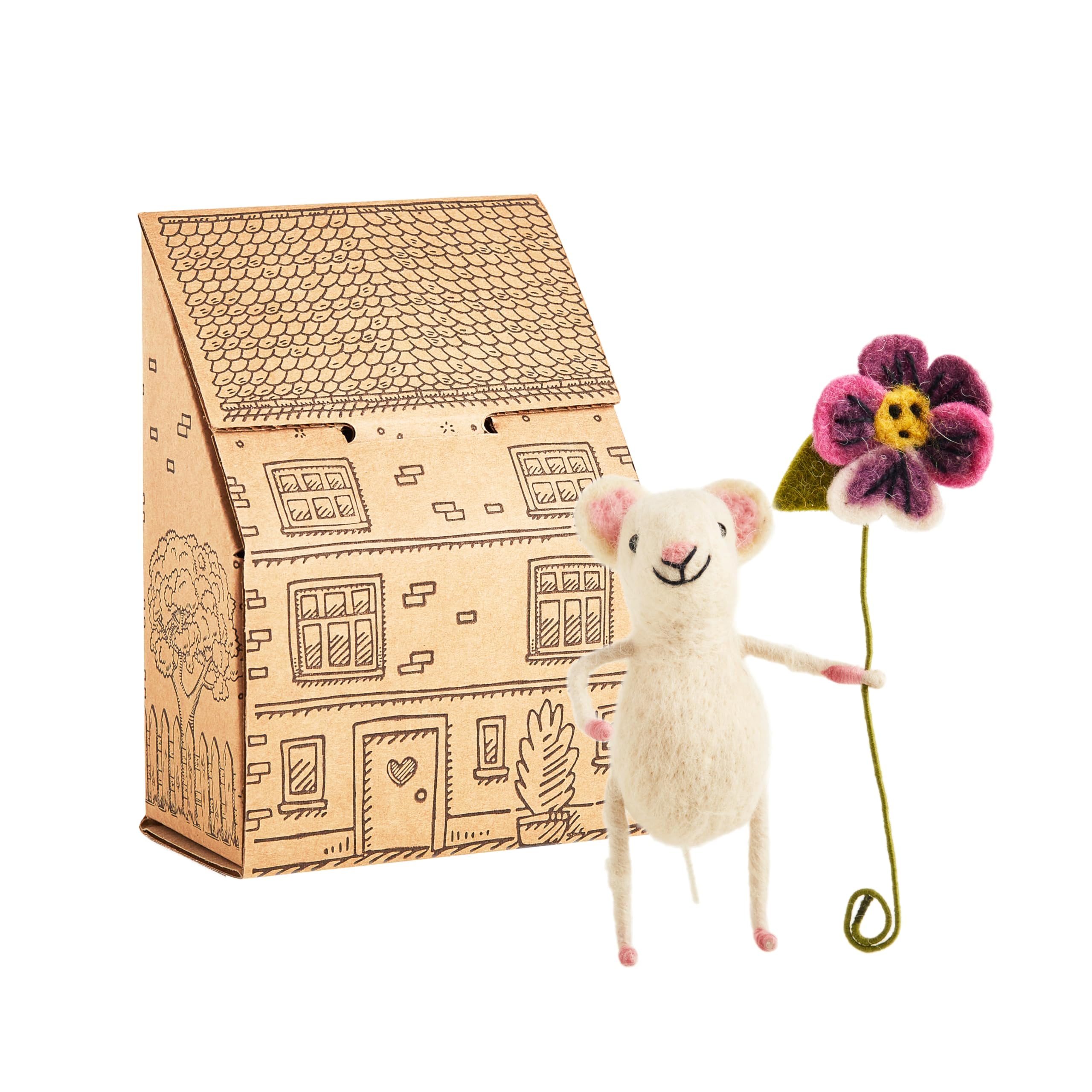 Sew Heart Felt Laine Bio Feutrée à La Main - Laine Bio - Fibre Naturelle - Commerce équitable - Décoration En Forme D'animal