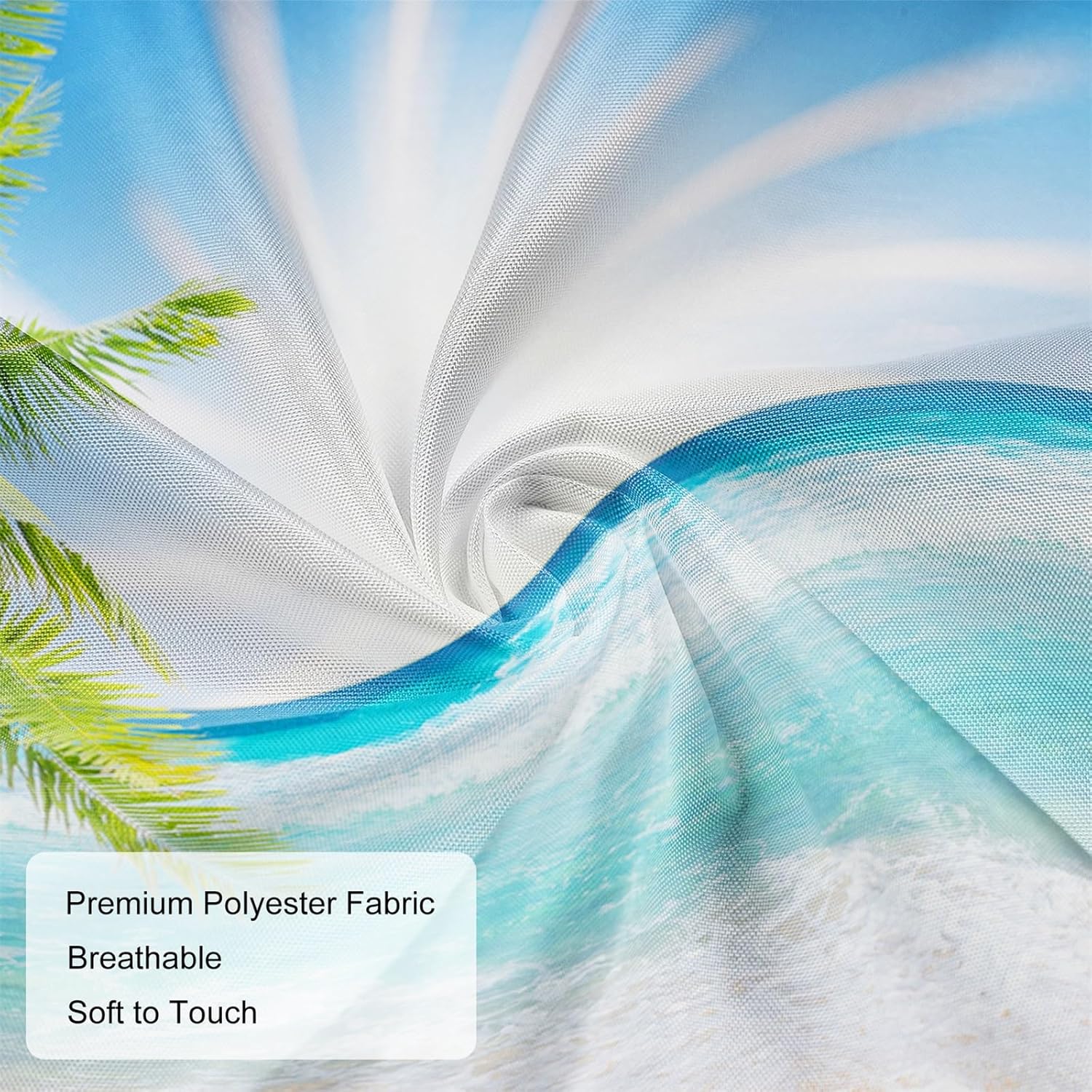 AOFOTO Tropical Beach Shower Curtain Summer Ocean Sandy Beach with Starfish Palm Trees Bathroom Decor Curtains Seaside Scene Island Hawaiian Fabric Washable Bathroom Curtain with Hooks 72x78 Inch