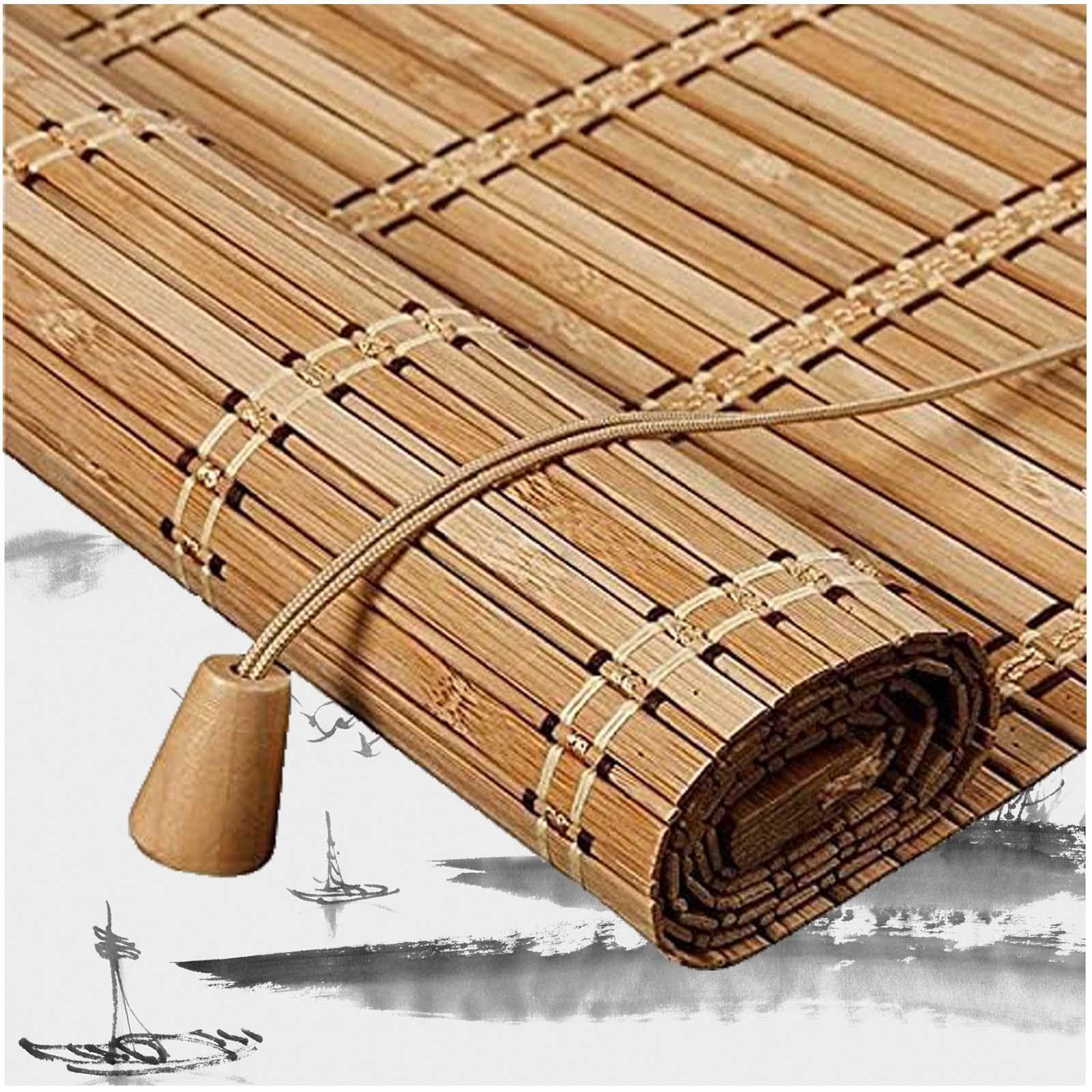 Sonakia Blackout Bamboo Roller Blinds for Windows, Natural Bamboo Shades Roman Roll Up Blinds, Wooden Window Roller Shades, Retro Bamboo Blinds 40-160cm Wide,WxH-45x140cm/18 * 55in
