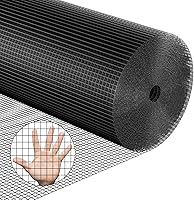 Best Brose Black Vinyl Coated Hardware Cloth 48x50 ft 1/2 Inch 19 Gauge Welded Wire Mesh for Chicken Fence Garden Protection