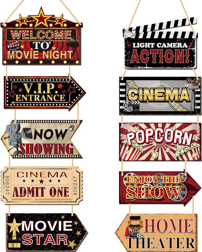 35. Curta Cinema-Festival beginnt diesen Donnerstag, den 25. März 6 81pcdFb7PYL. AC SX679 10 Pieces Wooden Movie Theater Decor Hanging Vintage Decor Classic Home Theater supplies Rustic Movie Room Accessories Wood Living Room supplies for Cinema Theme Wall Art Signs Plaque