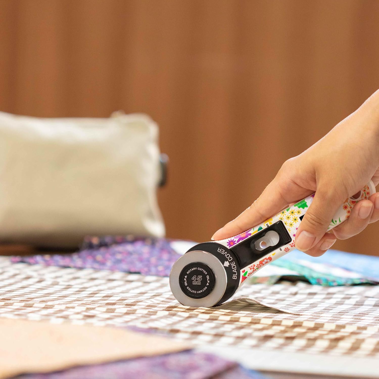 OLFA Rotary Cutter, L-Shaped, 41B-FLW, Round Blade, Rotary Blade, Crafts, DIY, Cloth, Cinema, Paper