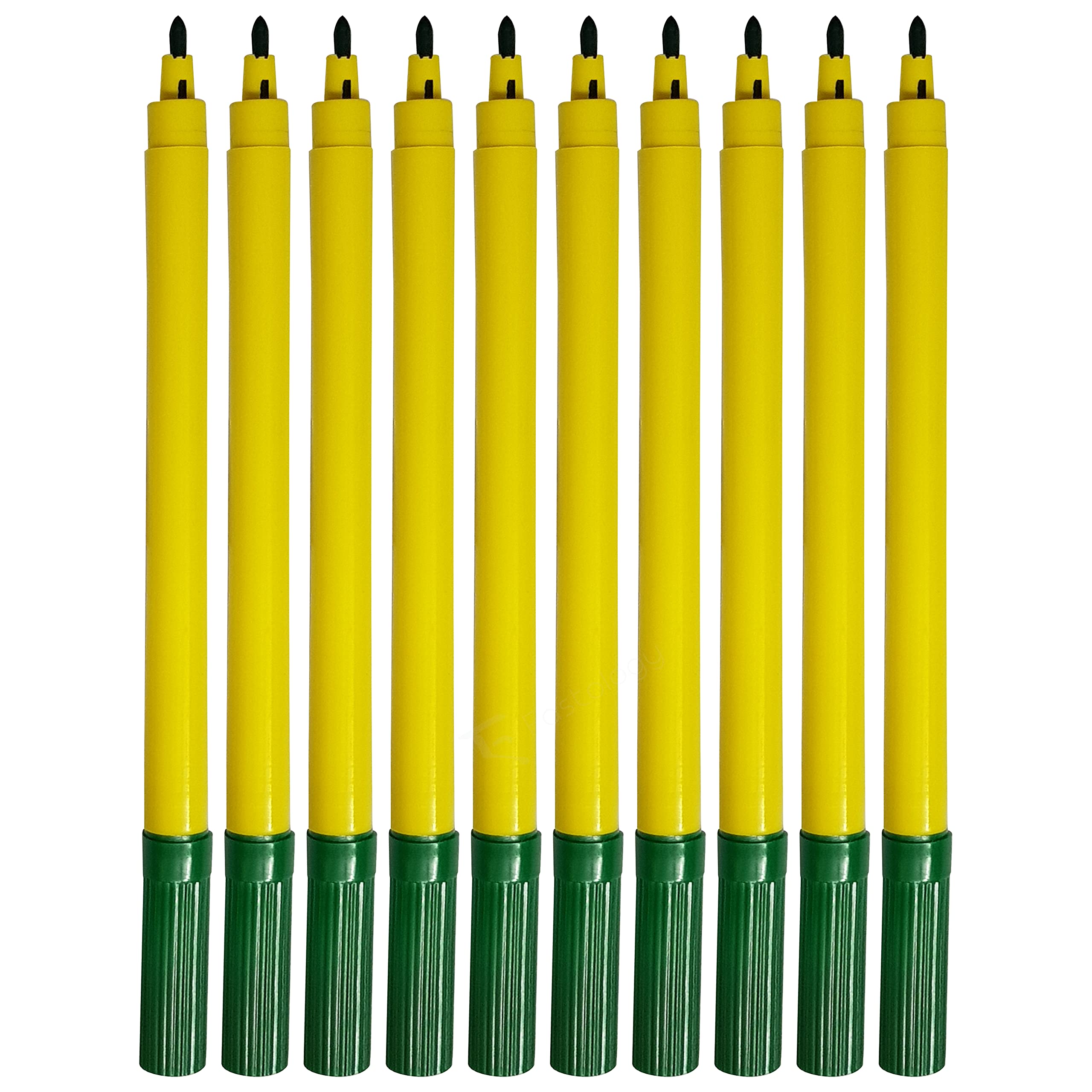 STIC ColourStix Felt Tip Pens, GREEN, Pack of 50, Fine Fibre Pens, Write Colour Draw Sketch, School Office Home, 1 x PATEL Black Ball Pen