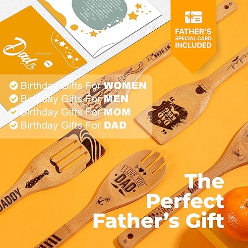 Miniatura 2 de Riveira Regalos para padres de hija para su cocina  Cucharas de madera para cocinar juego de utensilios de bambú  Regalos de cocina para padres