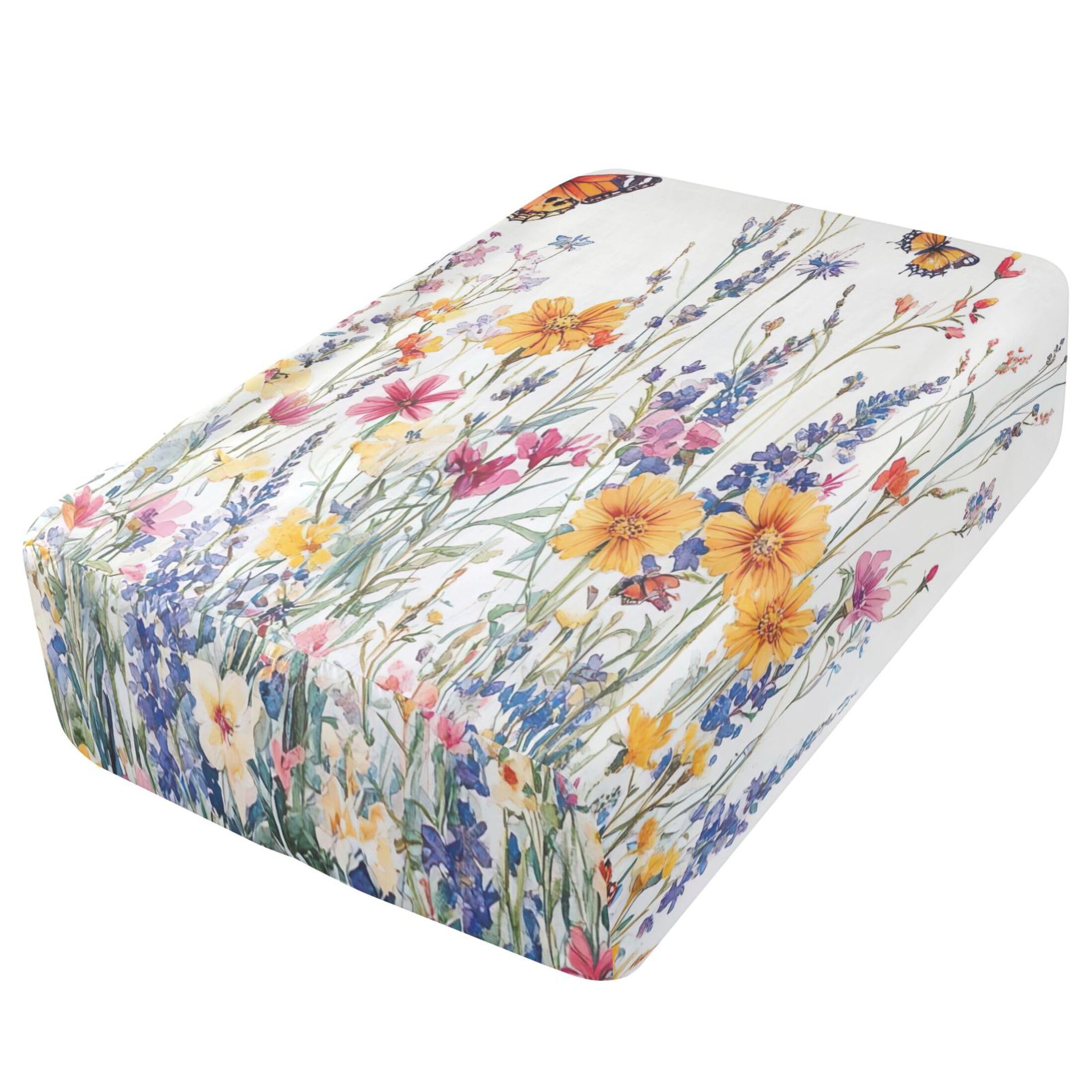 Vibrantes flores silvestres sábana bajera para colchón de aire, bolsillo extra profundo de 24 pulgadas, funda suave y transpirable con apertura de válvula de cremallera para cama de aire